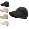 2024 New Women's Large Brim UV Protection Empty Top Sun Hat, Outdoor Wide Brim Hats for Women (Polyester, Black)