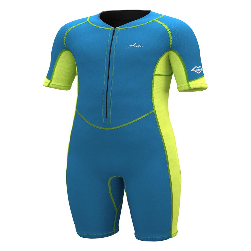 Hevto Kids Wetsuit Shorty Boys Girls Toddler Youth Size 12 Year 2mm Neoprene Wet Suit Front Zip Thermal Swimming in Cold Water (Green, 12)