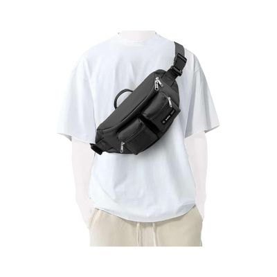Black Fanny Packs for Women Men, Belt Bag with Mult Zipper Pockets, Waterproof Crossbody Bag, Fashion Waist Packs with Adjustable Long Strap for Workout Running Yoga Shopping Hiking