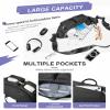 Black Fanny Packs for Women Men, Belt Bag with Mult Zipper Pockets, Waterproof Crossbody Bag, Fashion Waist Packs with Adjustable Long Strap for Workout Running Yoga Shopping Hiking view 4