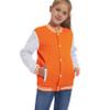 Mowbeat Kids Baseball Jacket Girls Bomber Jackets Boys Varsity Coats Top for Girl Sports Track Outerwear (Orange, 9-10Years) view 2