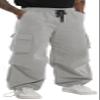 AITFINEISM Men's Casual Cargo Pant Elastic Waist Drawstring Streetwear Parachute Pants (42, Grey) view 1