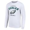 STARTER Men's White Philadelphia Eagles Long Sleeve T-Shirt view 2