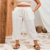 ZOCAVIA Womens Stripes Cotton Pants with Pockets High Waist Comfy Wide Leg Pants 2024 Summer Capri Pants Spring Plus Size Cotton Palazzo Pants for Women Lounge Pants,Stripes-Blue S view 2