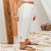 ZOCAVIA Womens Stripes Cotton Pants with Pockets High Waist Comfy Wide Leg Pants 2024 Summer Capri Pants Spring Plus Size Cotton Palazzo Pants for Women Lounge Pants,Stripes-Blue S view 3