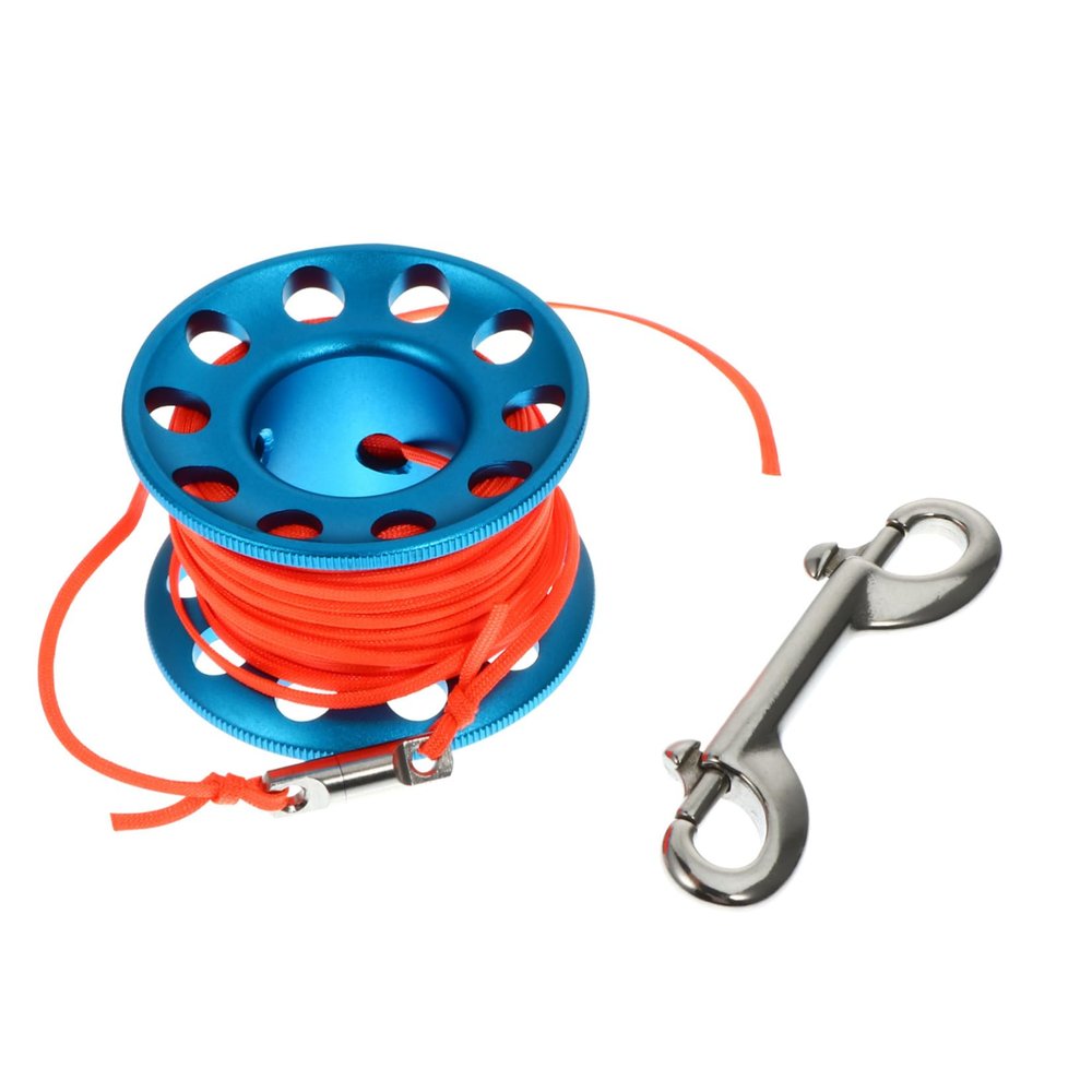 KOMBIUDA 1set Scuba Diving Spool Aluminum Alloy Line Reel Signal Buoy Line for Cave Diving Search Recovery Essential for Underwater Navigation