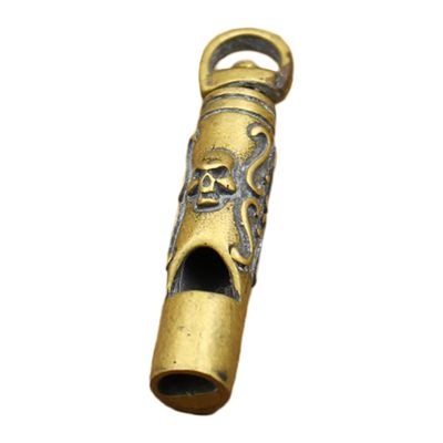 WHAMVOX Copper Whistle Pendant Skull Design Portable Outdoor Whistle for Hiking Camping and Survival Keychain Functionality