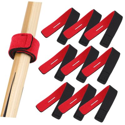 Fishing Rod Wrap Straps 10 Pack Elastic Neoprene Sticky Red