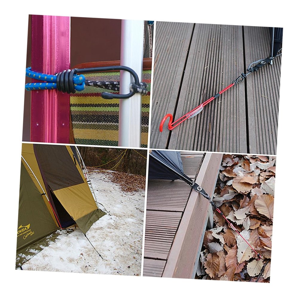 POPETPOP 6pcs Camping Accessories Tent Elastic Rope Clips Elastic Rope Buckle Hook for Outdoor Use Random Color