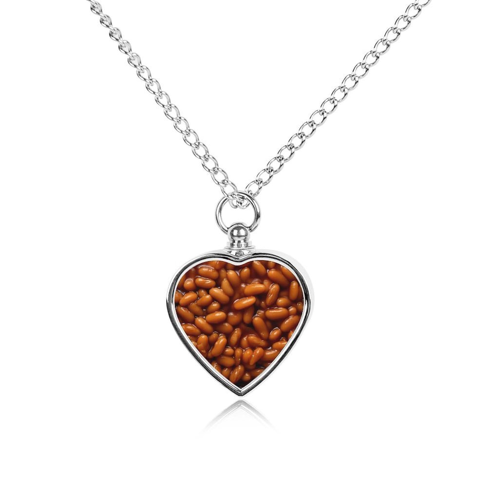 Baked Beans Food Pet Urn Necklace for Ashes Cremation Jewelry Keepsake Pendant Memorial Gifts for Dog Cat, style