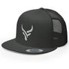 RIVEMUG Bull Head Cowboy Trucker Hat | Flat Bill High Crown Adjustable | Country Western Ranch Cap Charcoal view 1