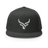 RIVEMUG Bull Head Cowboy Trucker Hat | Flat Bill High Crown Adjustable | Country Western Ranch Cap Charcoal view 2