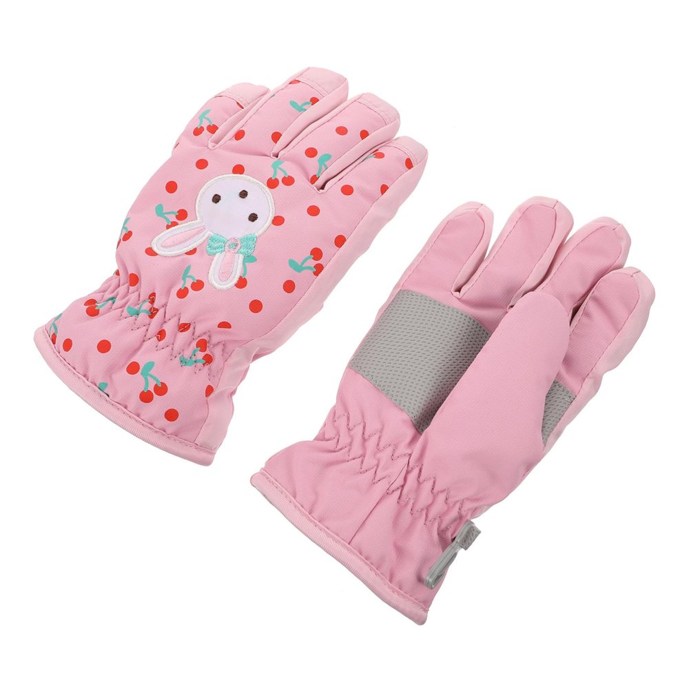 WHAMVOX 1pair Boys and Girls Ski Gloves Warm Snow Mittens Cartoon Design Boy Girl-Friendly for Skiing and Outdoor Activities