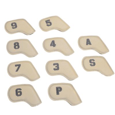 Alomejor 10PCS Putter Protective Covers PU Headcover for Entertainment and Training Needs (Beige)