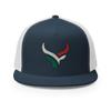 RIVEMUG Bull Head Mexican Cowboy Trucker Hat | Flat Bill High Crown Adjustable | Country Mexico Western Ranch Cap Navy/White view 2