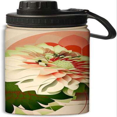 NineFit Basics Green background and blooming flowers design 18 oz Sports Insulated Kettle,Stainless Steel Insulated Cup Sport Bottles-Double Walled, Green, 164-bwb0324bb350014-17