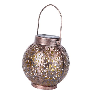 POPETPOP Decorative Outdoor Garden Lights Solar-Powered Lantern for Patio Led Solar Garden Decor Elegant Iron Lantern