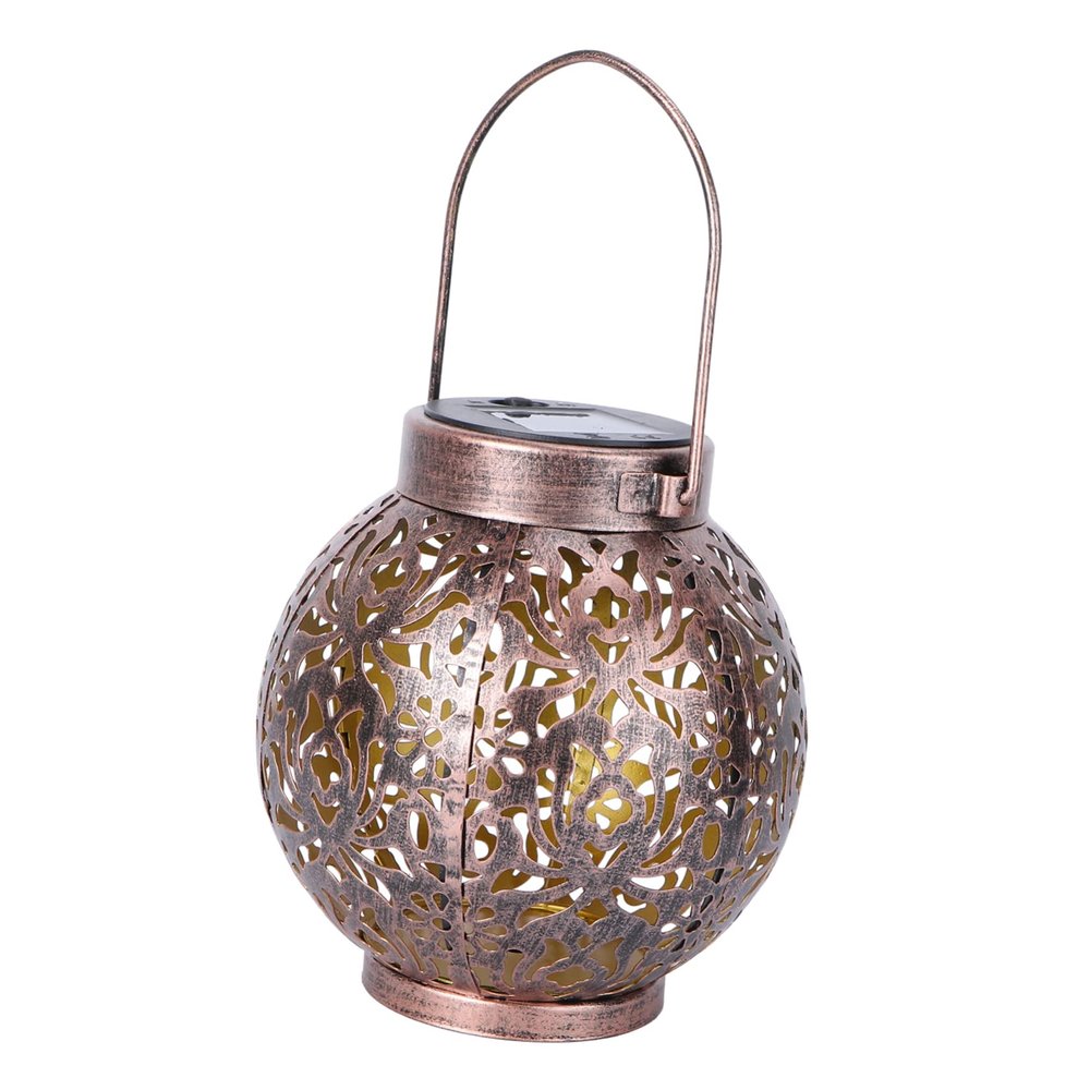 POPETPOP Decorative Outdoor Garden Lights Solar-Powered Lantern for Patio Led Solar Garden Decor Elegant Iron Lantern