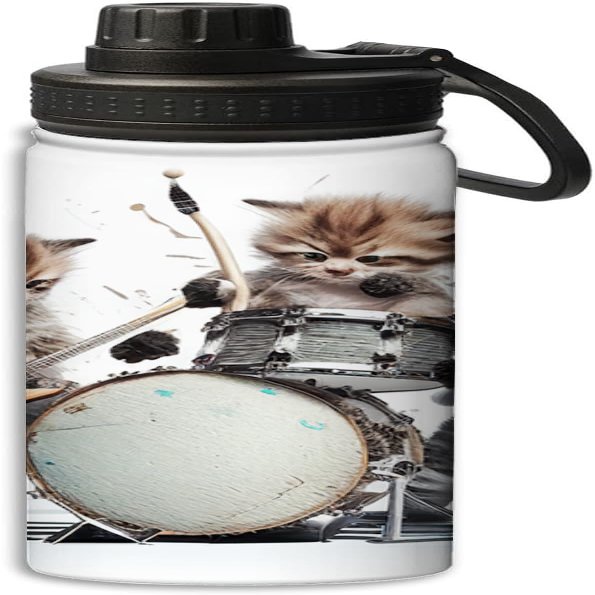 Three cute rock cats design 18 oz Insulated Water Bottle, Double Wall Vacuum Stainless Steel Water Bottle,Water Bottle Keeps Hot or Cold Sports Gym,Multicolor