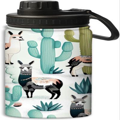 NineFit Basics Camel and cactus design design 18 oz Insulated Water Bottle, Double Wall Vacuum Stainless Steel Water Bottle,Water Bottle Keeps Hot or Cold Sports Gym,Green, 140-bb0324bwb350004-10