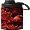 There is a phoenix on a red background design 18 oz Insulated Water Bottle,Double Wall Vacuum Metal Reusable Water Bottle Bottle,Reusable Sports Flask For Cold Drink, Red view 1