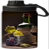 Bottle of wine and wine glass on background design 18 oz Sports Insulated Kettle Stainless Steel Water Bottles Outdoors,Leak Proof, Multicolor view 1