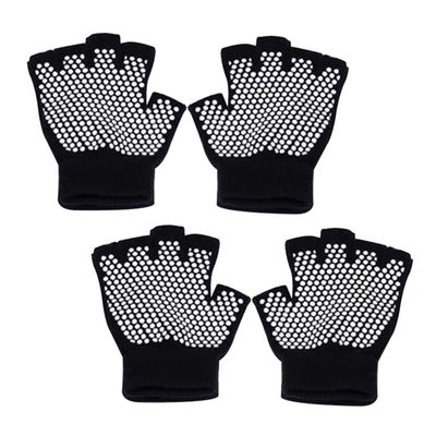 FRCOLOR 2pairs Gloves for Women Workout Yoga Half Finger Non-Slip Gloves Knitted Finger Protectors Comfortable