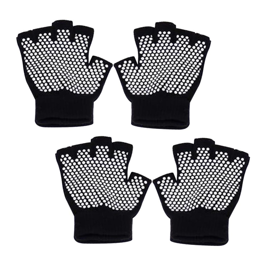 FRCOLOR 2pairs Gloves for Women Workout Yoga Half Finger Non-Slip Gloves Knitted Finger Protectors Comfortable