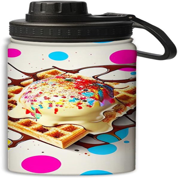 Ice cream waffle style design 18 oz Sports Insulated Kettle Stainless Steel Water Bottles Outdoors,Leak Proof, Multicolor