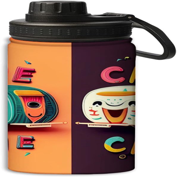 NineFit Basics Happy bus design 18 oz Insulated Water Bottle, Double Wall Vacuum Stainless Steel Water Bottle,Water Bottle Keeps Hot or Cold Sports Gym, Multicolor, 164-bwb0324bb350001-18