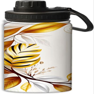 Autumn yellow leaves and branches illustration design Insulated Water Bottles 18 oz - Double Wall Vacuum Insulated Sports Water Bottle,Leak Proof, Yellow
