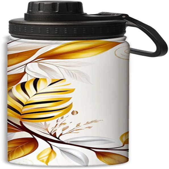 Autumn yellow leaves and branches illustration design Insulated Water Bottles 18 oz - Double Wall Vacuum Insulated Sports Water Bottle,Leak Proof, Yellow