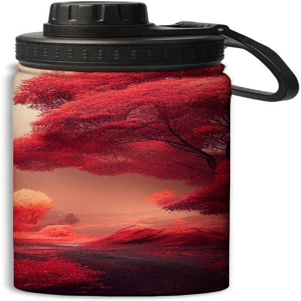 Autumn tree design Insulated Water Bottles 18 oz - Double Wall Vacuum Insulated Sports Water Bottle,Leak Proof, Red