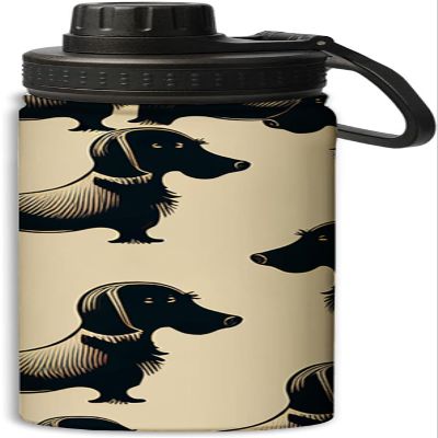 NineFit Basics black dachshund design 18 oz Insulated Water Bottle, Double Wall Vacuum Stainless Steel Water Bottle,Water Bottle Keeps Hot or Cold Sports Gym,Brown and black, 140-bb0324bwb350023-20