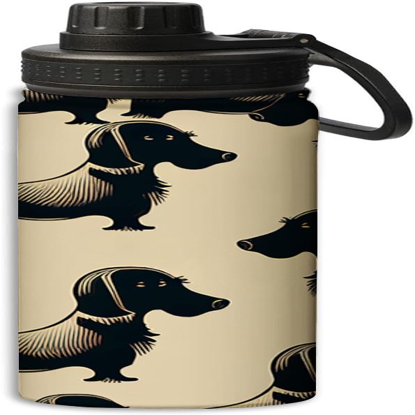 NineFit Basics black dachshund design 18 oz Insulated Water Bottle, Double Wall Vacuum Stainless Steel Water Bottle,Water Bottle Keeps Hot or Cold Sports Gym,Brown and black, 140-bb0324bwb350023-20