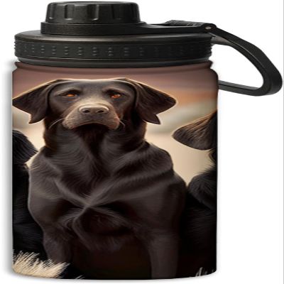 3 black dogs standing side by side in this style design Sports Leak Proof Water Bottle 18 oz, Insulated Water Bottles for Bicycles,Fitness,Yoga,Hiking etc.Black