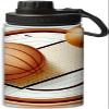 Basketball court and basketball design design 18 oz Sports Insulated Kettle,Stainless Steel Insulated Cup Sport Bottles-Double Walled, Yellow and white view 1