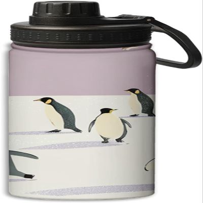 Cute penguin running design 18 oz Insulated Water Bottle, Double Wall Vacuum Stainless Steel Water Bottle,Water Bottle Keeps Hot or Cold Sports Gym, Black and white