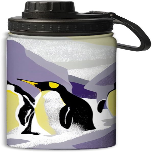 Three cute penguins in the snow design 18 oz Sports Insulated Kettle,Stainless Steel Insulated Cup Sport Bottles-Double Walled, Multicolor