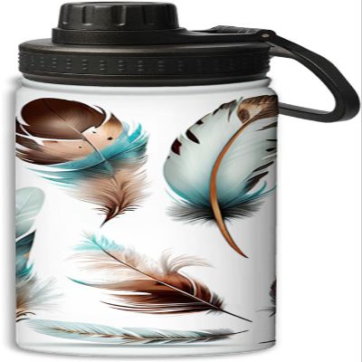 Set of colorful feather icons in style design Sports Leak Proof Water Bottle 18 oz, Insulated Water Bottles for Bicycles,Fitness,Yoga,Hiking etc.Multicolor