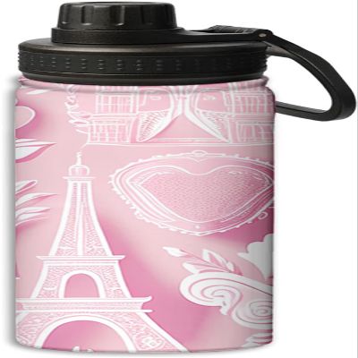 Paris white and pink style design 18 oz Sports Insulated Kettle,Stainless Steel Insulated Cup Sport Bottles-Double Walled, White and pink