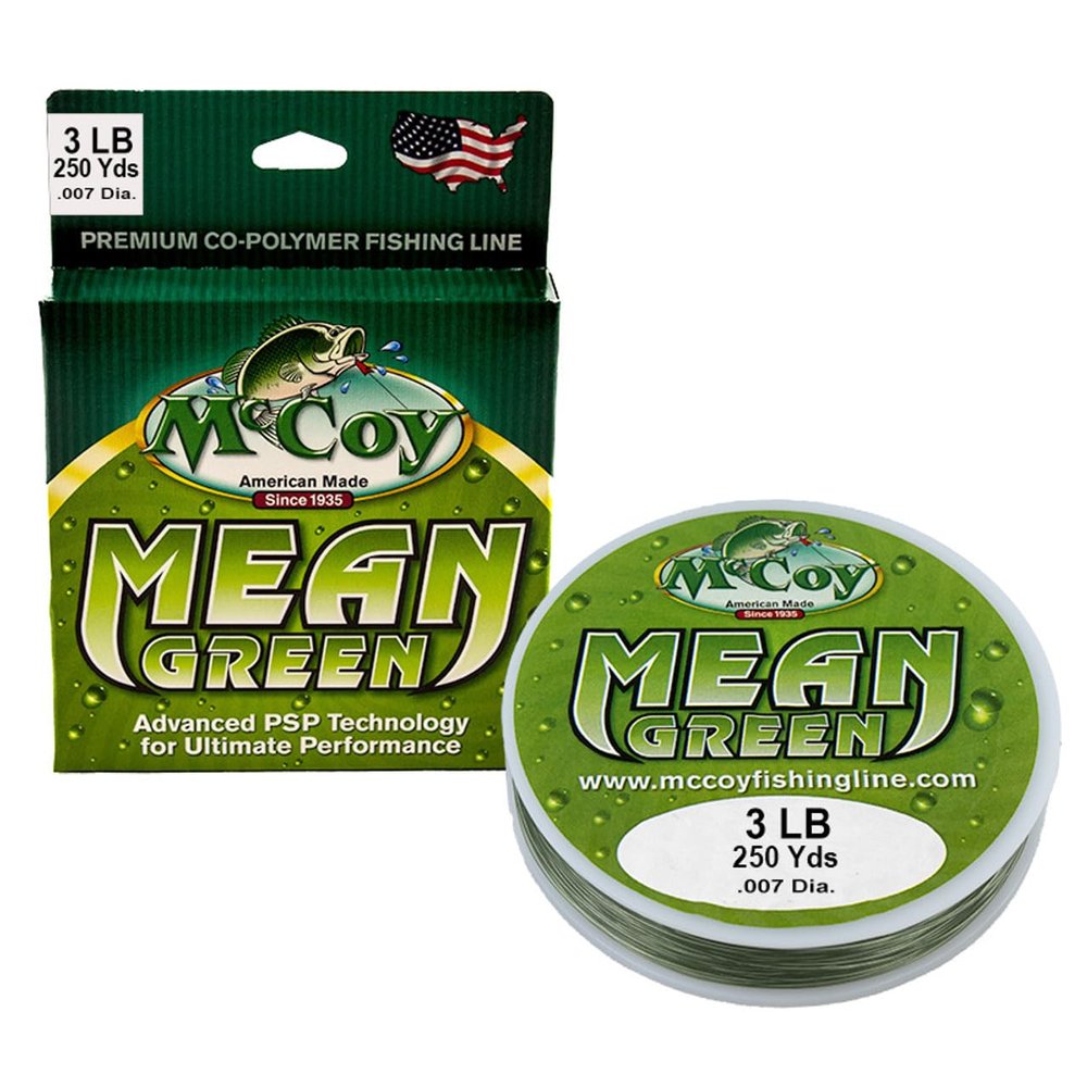 McCoy Mean Green Premium CoPolymer Monofilament Fishing Line (3lb Test (.007" Dia) - 250 Yards)