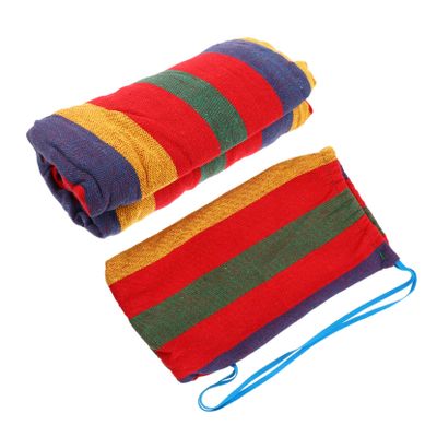GOOHOCHY 1pc Outdoor Camping Single Hammock Portable Canvas Swing Buckle Lightweight and Easy to Store for Backyard Camping and Travel Use Striped Design