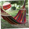 GOOHOCHY 1pc Outdoor Camping Single Hammock Portable Canvas Swing Buckle Lightweight and Easy to Store for Backyard Camping and Travel Use Striped Design view 4