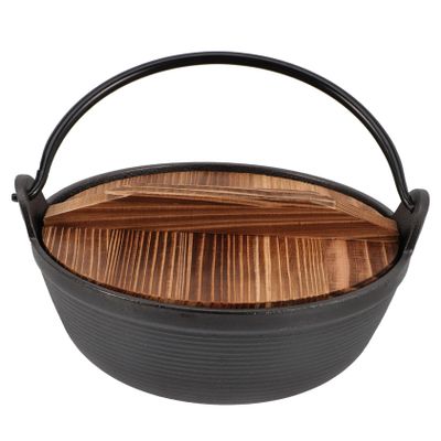 ABOOFAN Japanese Cast Iron Stew Pot with Lid Deep Soup Cooker for Home Camping Includes Handle for for Hot Pot Outdoor Cooking