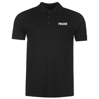 woxingwosu Mens Polo Shirts Police Embroidered Short Sleeve Polo Shirt Cotton Tennis Shirts for Men (Large,Black)