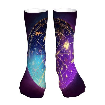 Sagittarius zodiac sign design Sport Socks,Athletic Cushioned Running Performance Crew Socks For Men/WomenBlack