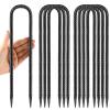 12 Inches Trampoline Wind Stakes, Heavy Duty U Stakes for Ground, 8-Pack Trampoline Tie Down Anchor Kit for Swing Set and Soccer Goal Galvanized Steel Anchors Black view 1