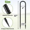 12 Inches Trampoline Wind Stakes, Heavy Duty U Stakes for Ground, 8-Pack Trampoline Tie Down Anchor Kit for Swing Set and Soccer Goal Galvanized Steel Anchors Black view 2
