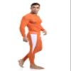 Wayonge Mens Bodysuit with Sheer Mesh for Fitness and Workout Transparent Mens Shapewear Bodysuits Body Suit (Orange,L) view 2